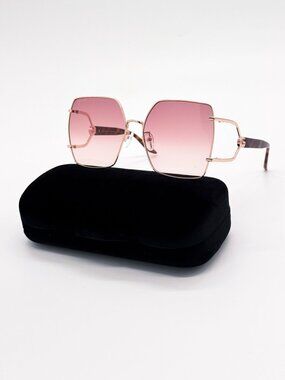 NEW GUCCI SUNGLASSES GG1564SA 004 GOLD/PINK OVERSIZED WOMEN GUCCI EYEWEAR